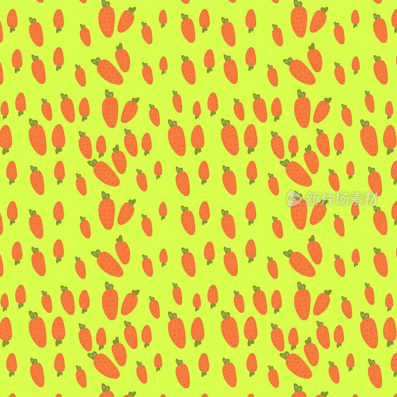 Easter vector seamless pattern. Easter carrots on a green background.